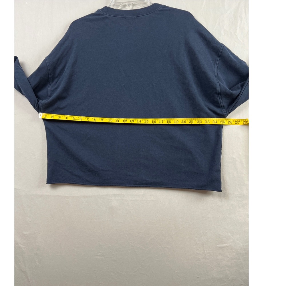 Dylan Sweatshirt Womens Medium Navy Blue Boxy Raw Hem Cotton Blend Loungewear - Picture 6 of 9
